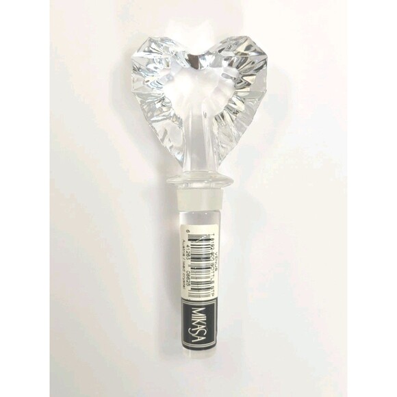 Mikasa Lead Crystal Venus Heart Faceted Clear Glass Wine Bottle Stopper - Picture 13 of 14